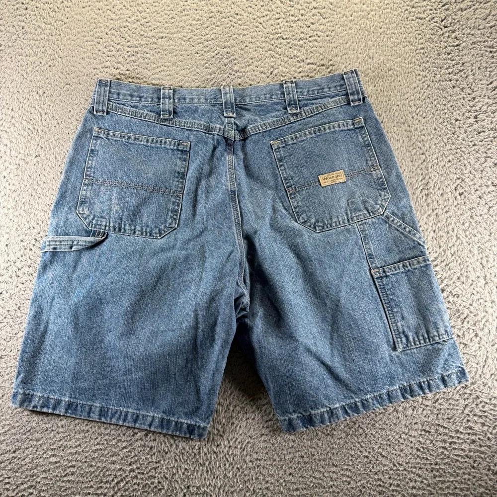 Wrangler Shorts Mens 36 Blue Cotton Denim Bermuda Carpenter Summer Workwear